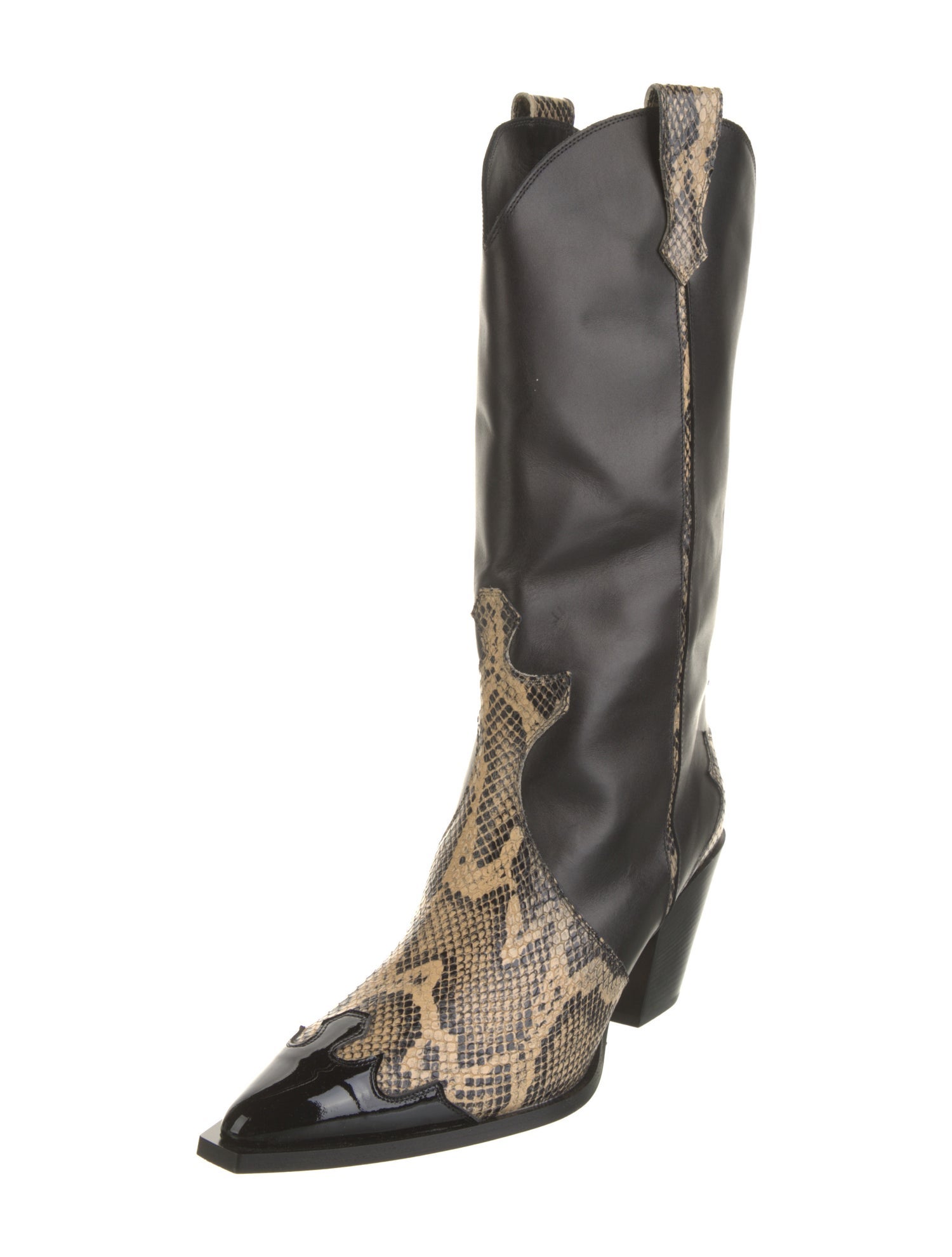 Aeyde Leather Animal Print Western Boots