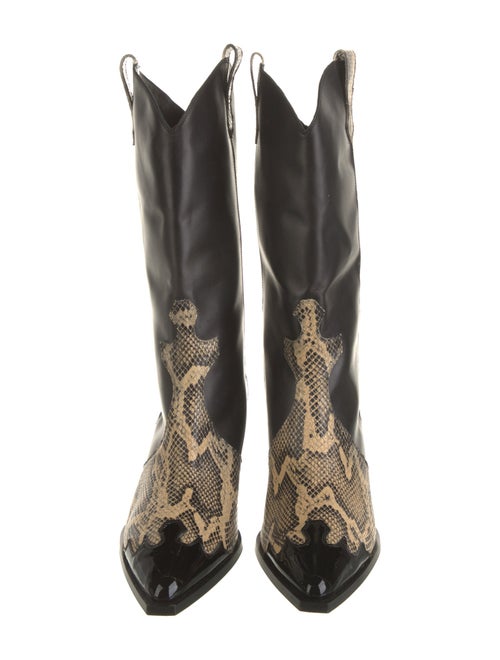 Aeyde Leather Animal Print Western Boots