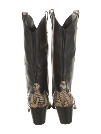 Aeyde Leather Animal Print Western Boots
