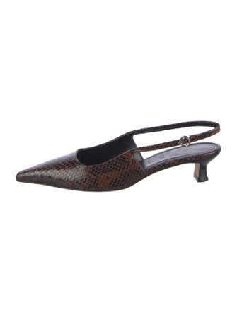 Aeyde Snakeskin Animal Print Slingback Flats