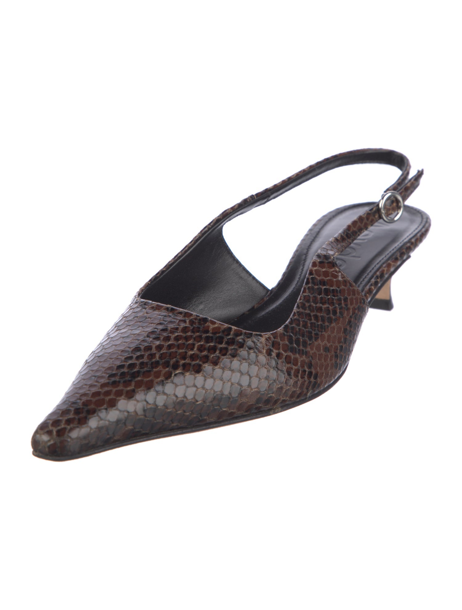 Aeyde Snakeskin Animal Print Slingback Flats