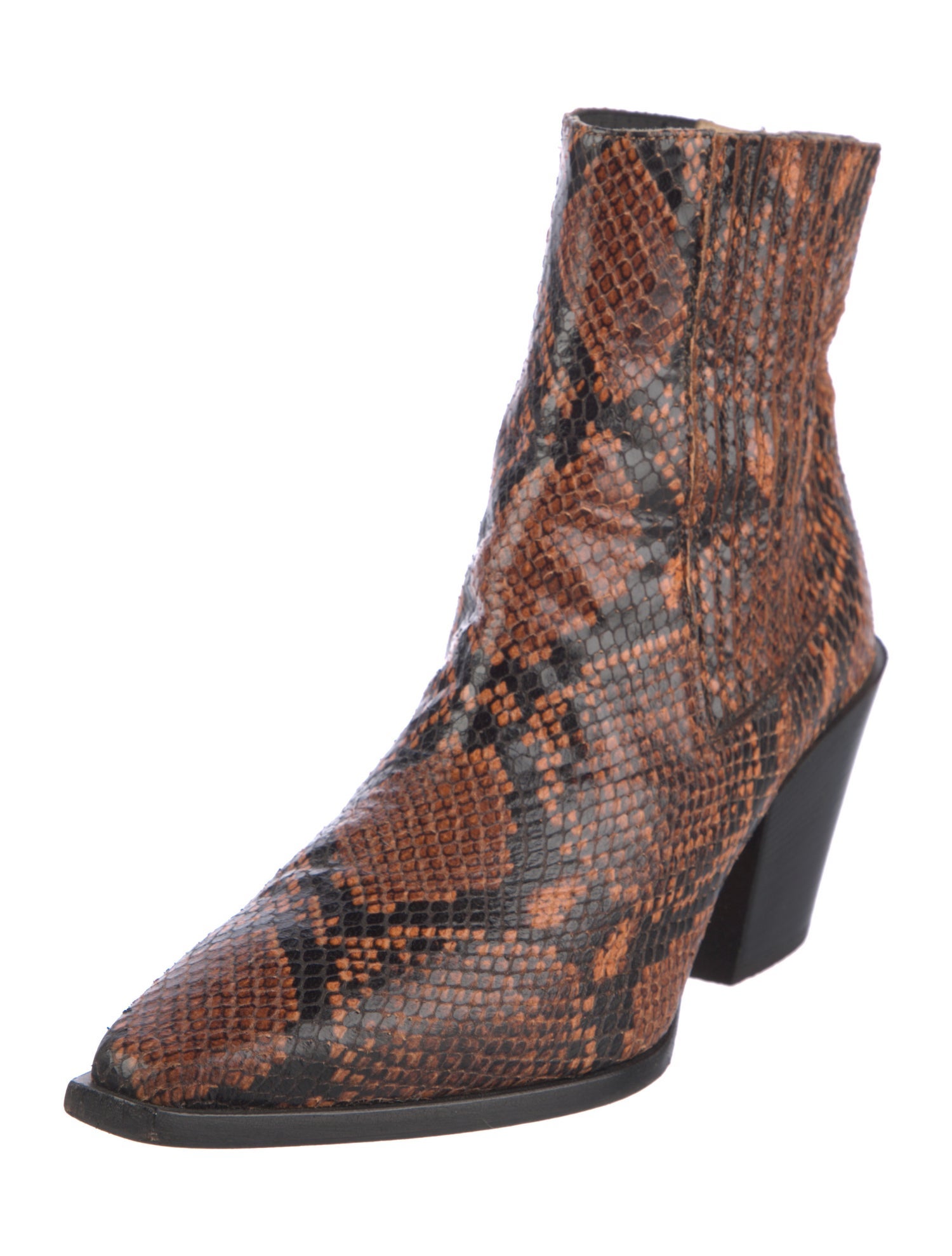 Aeyde Leather Animal Print Western Boots