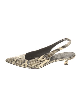 Aeyde Embossed Leather Animal Print Slingback Pumps