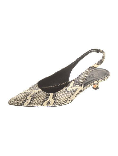 Aeyde Embossed Leather Animal Print Slingback Pumps