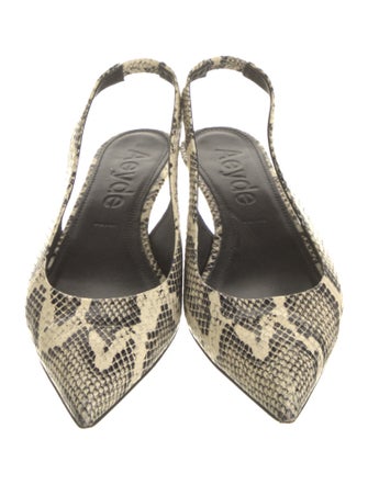 Aeyde Embossed Leather Animal Print Slingback Pumps