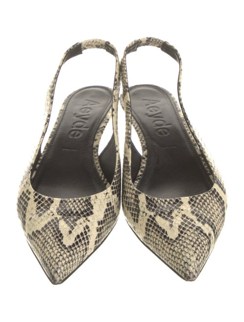 Aeyde Embossed Leather Animal Print Slingback Pumps