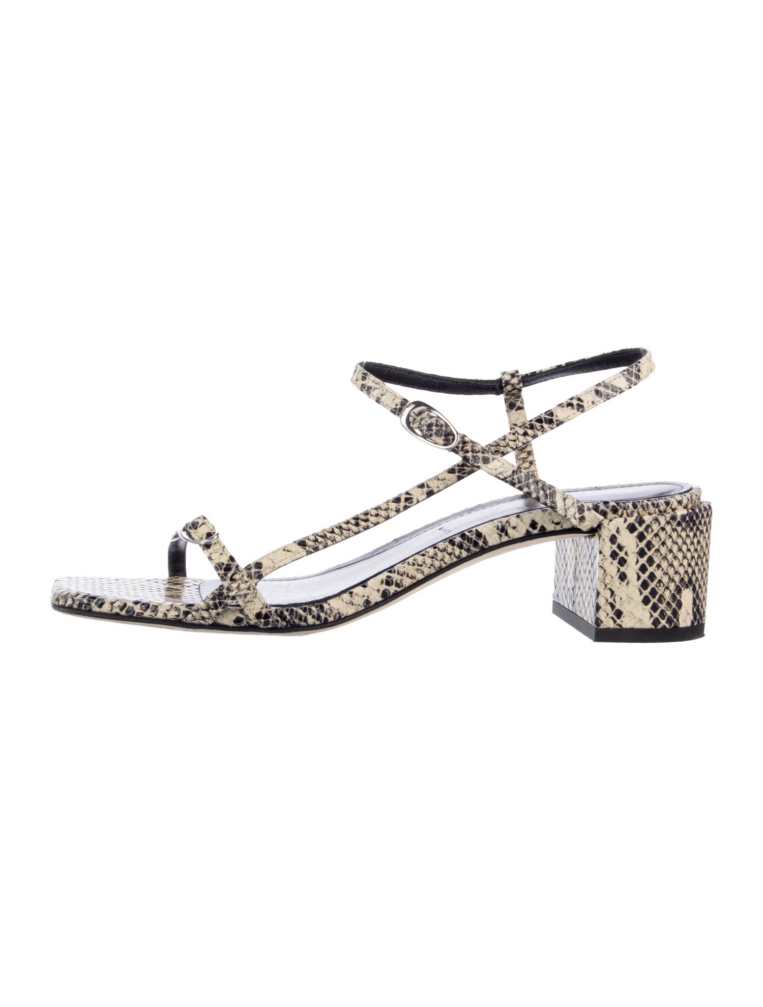 Aeyde Leather Animal Print T-Strap Sandals