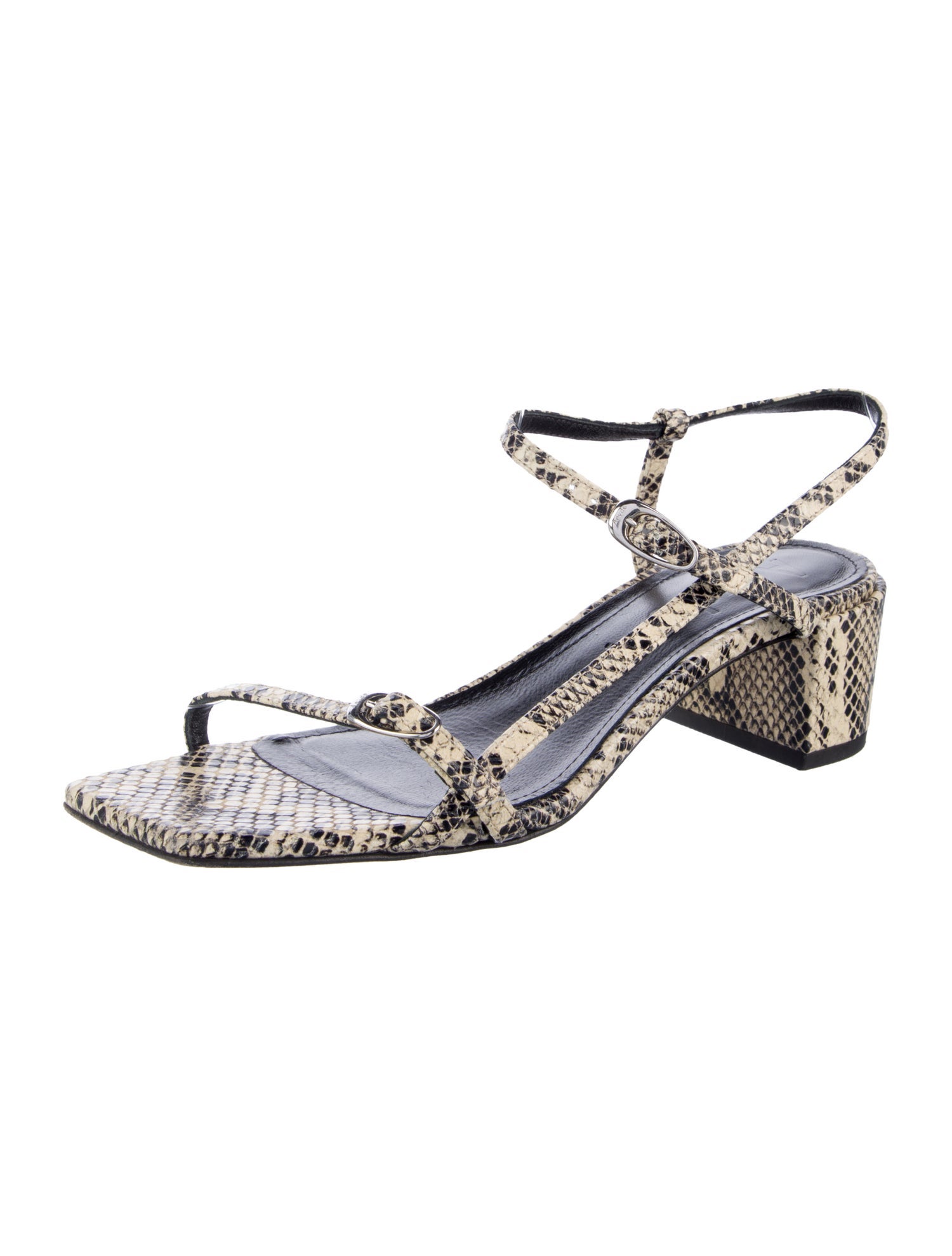 Aeyde Leather Animal Print T-Strap Sandals