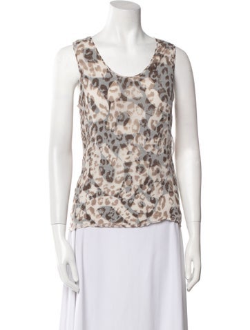 Allude Tops Silk Animal Print Top S