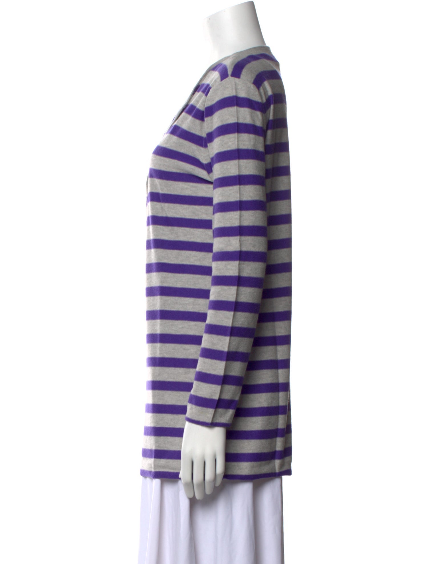 Allude Striped Plunge Neckline Tunic