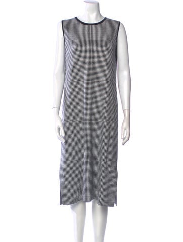 Allude Dresses Houndstooth Print Midi Length Dress L
