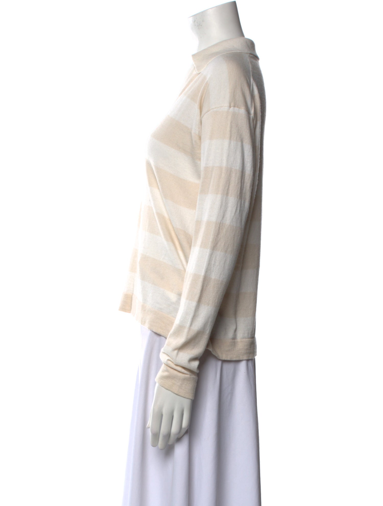 Allude Striped V-Neck Polo