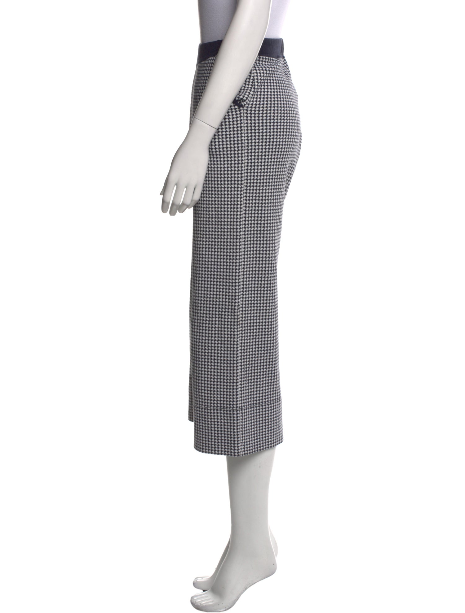 Allude Houndstooth Print Wide Leg Pants