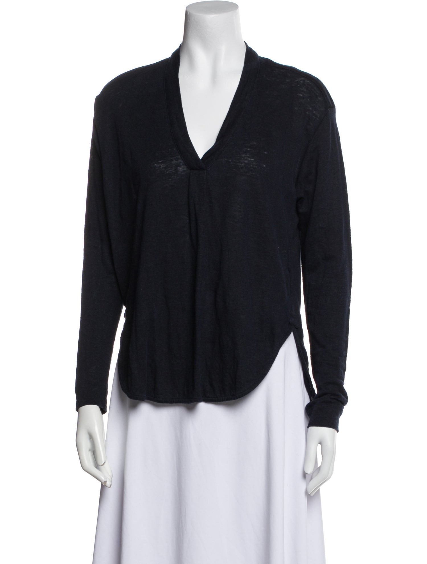 Allude Linen V-Neck Top