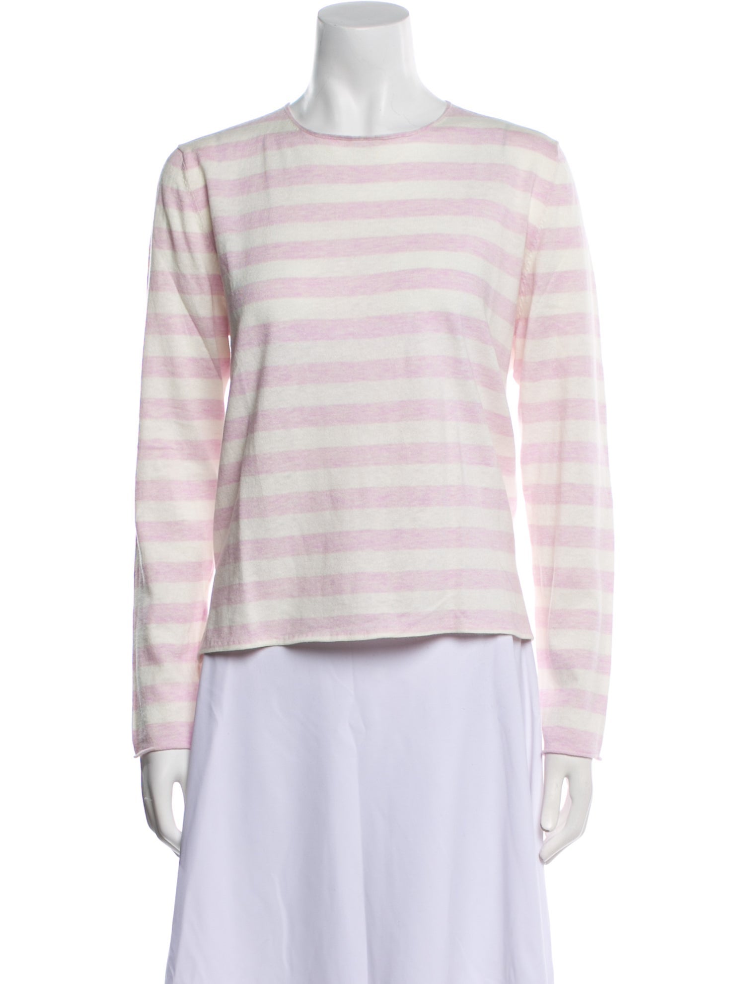 Allude Striped Crew Neck Crop Top