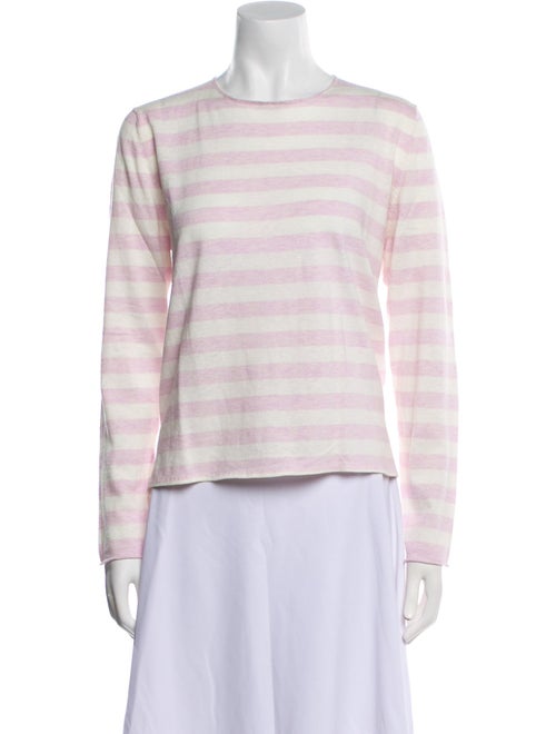 Allude Striped Crew Neck Crop Top