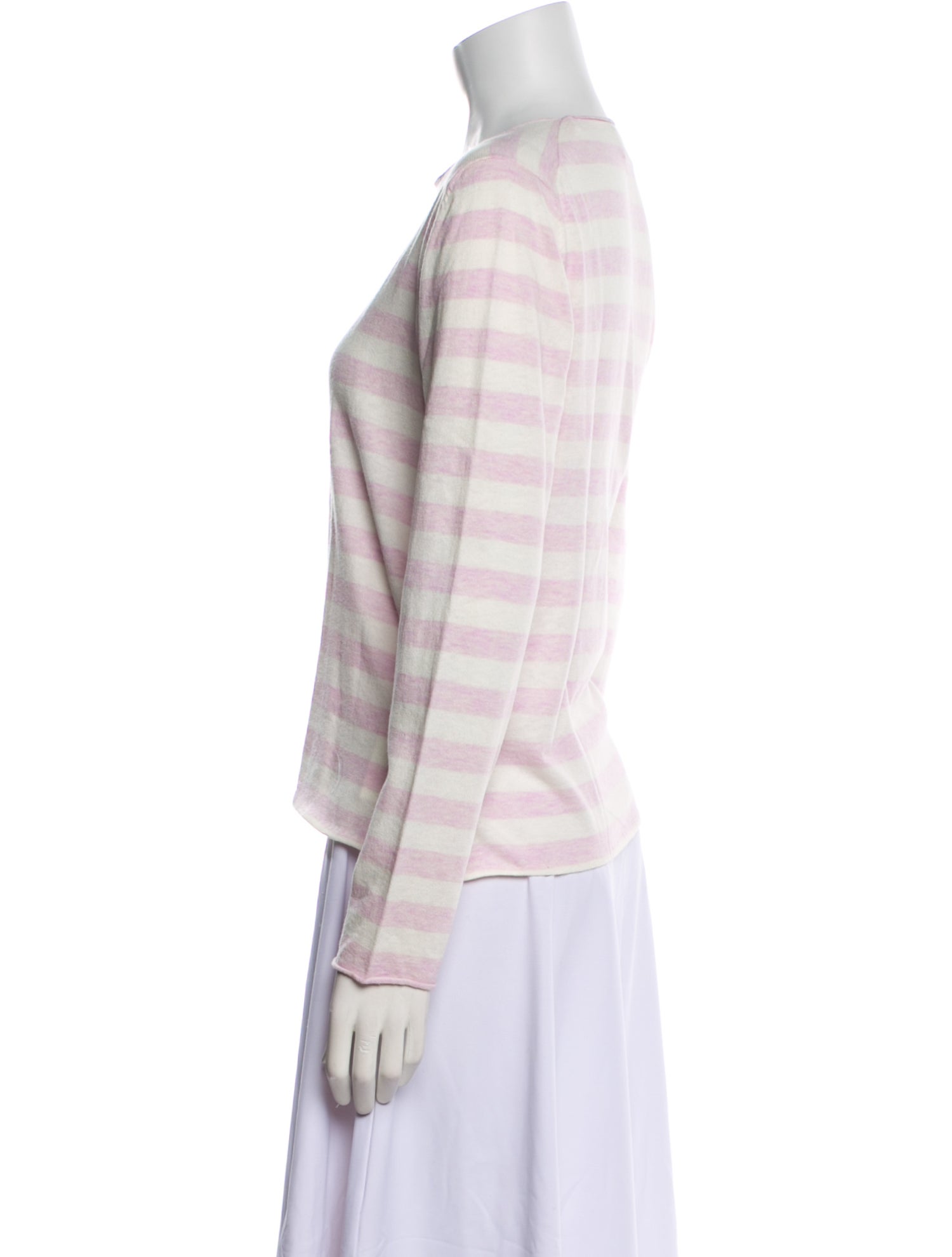 Allude Striped Crew Neck Crop Top