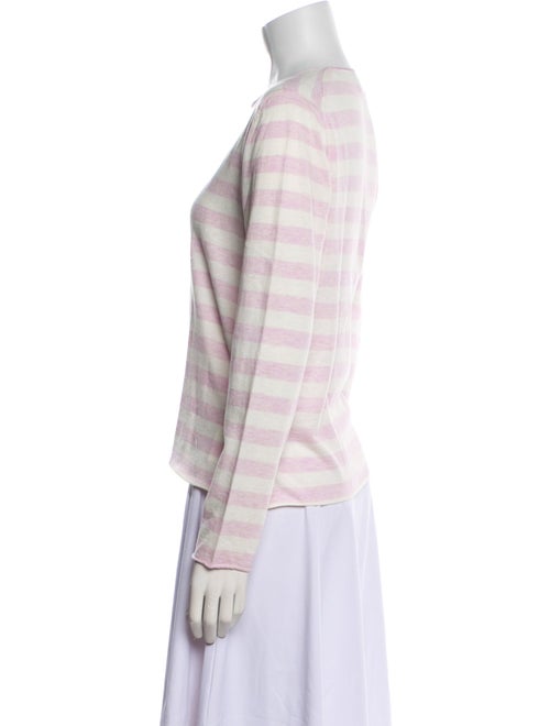 Allude Striped Crew Neck Crop Top