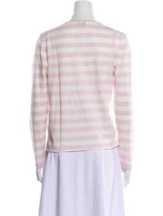 Allude Striped Crew Neck Crop Top