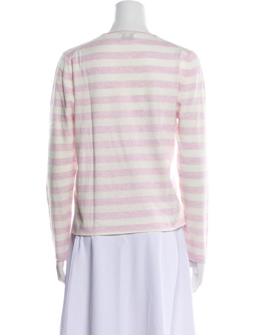 Allude Striped Crew Neck Crop Top