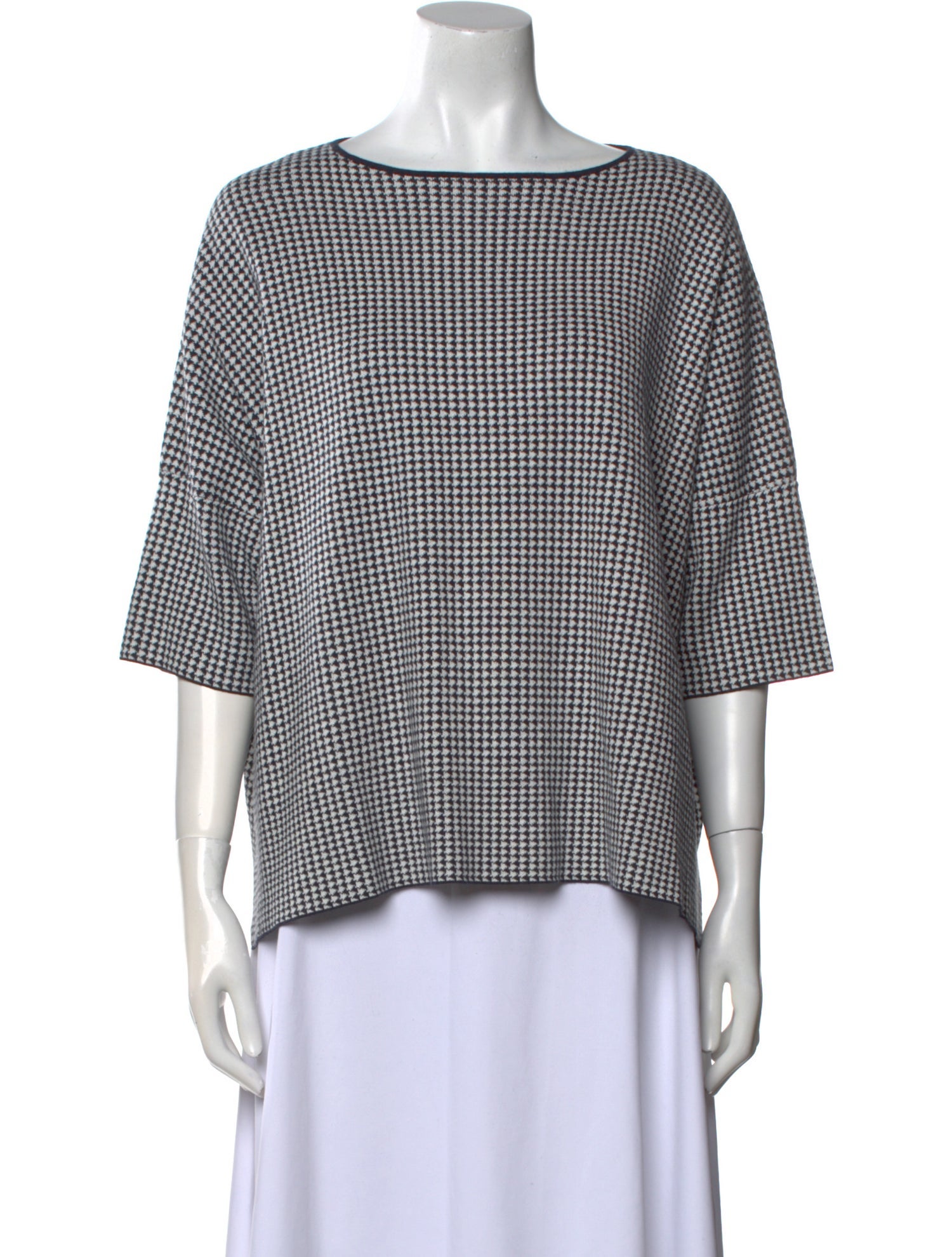 Allude Plaid Print Scoop Neck Sweater