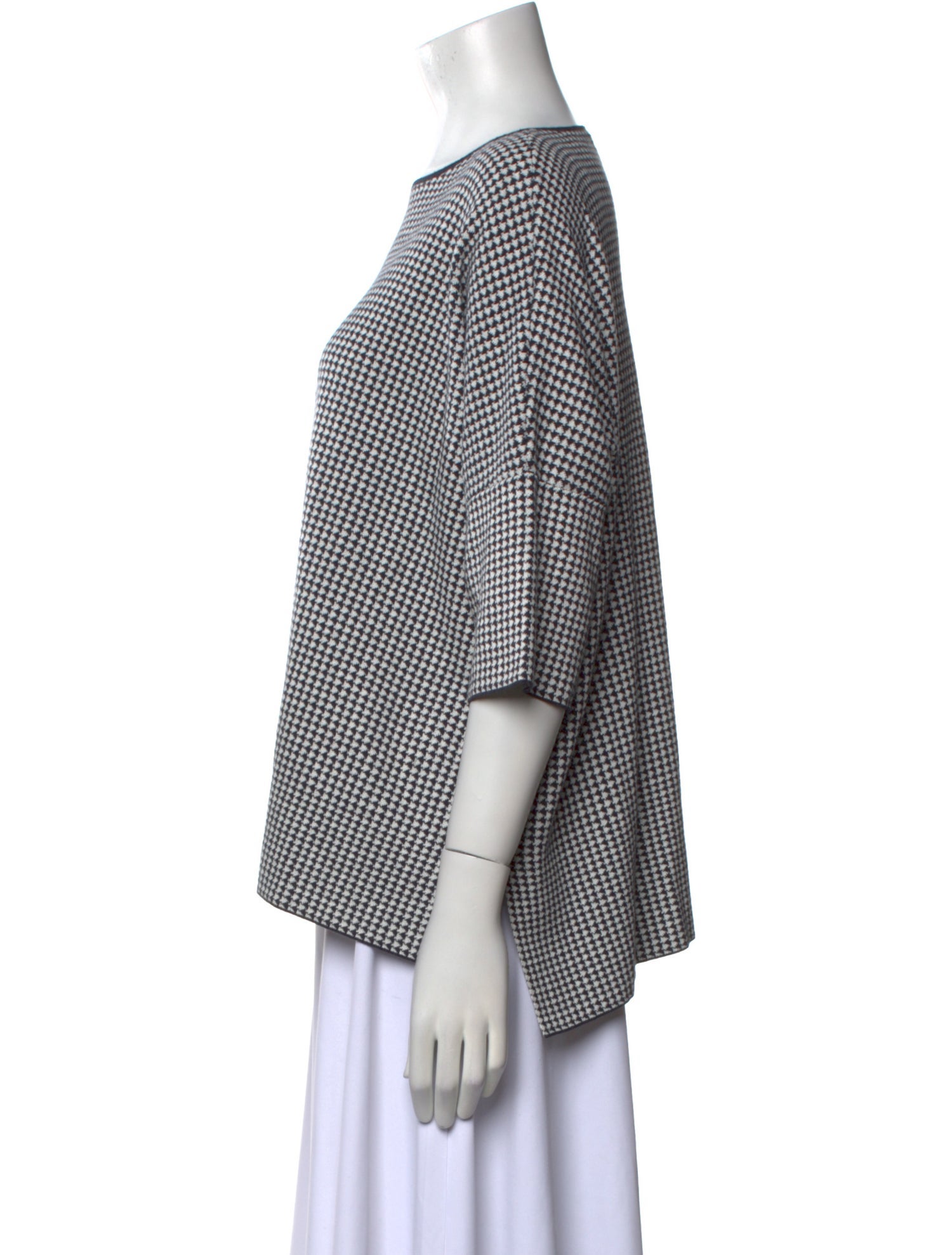 Allude Plaid Print Scoop Neck Sweater