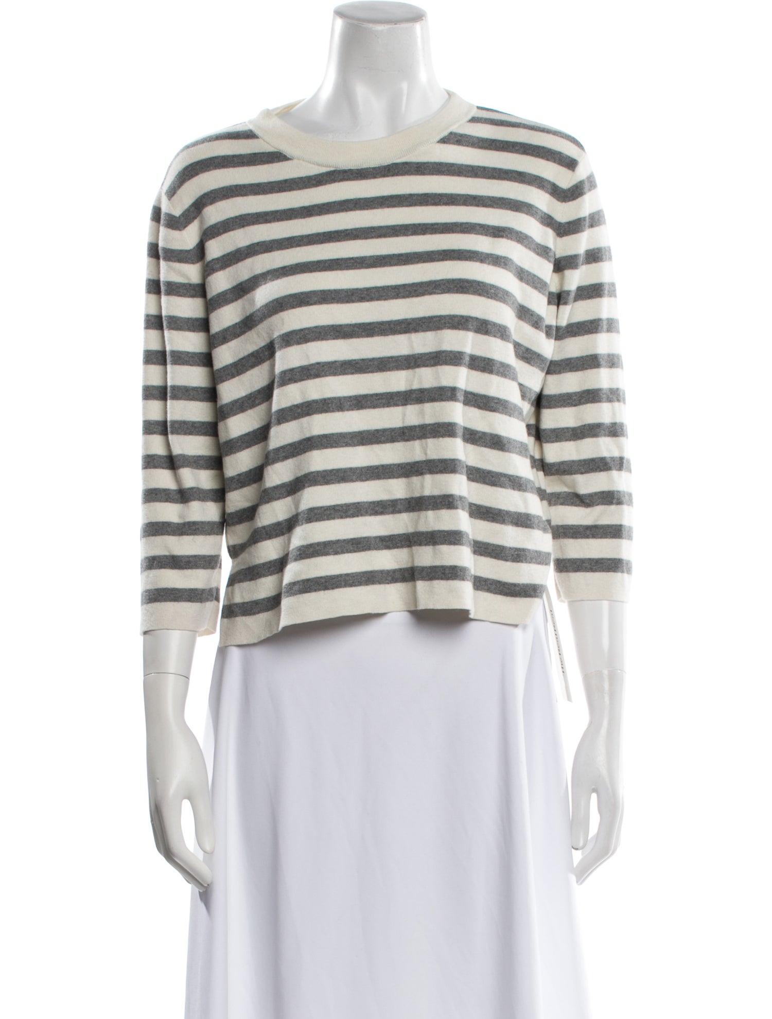 Allude Striped Crew Neck Sweater