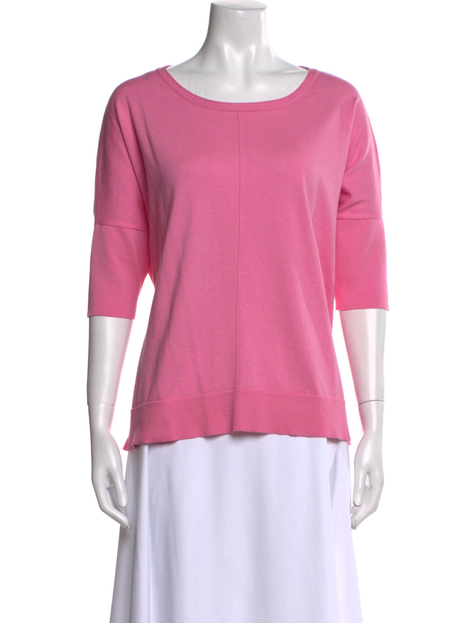Allude Scoop Neck Three-Quarter Sleeve T-Shirt