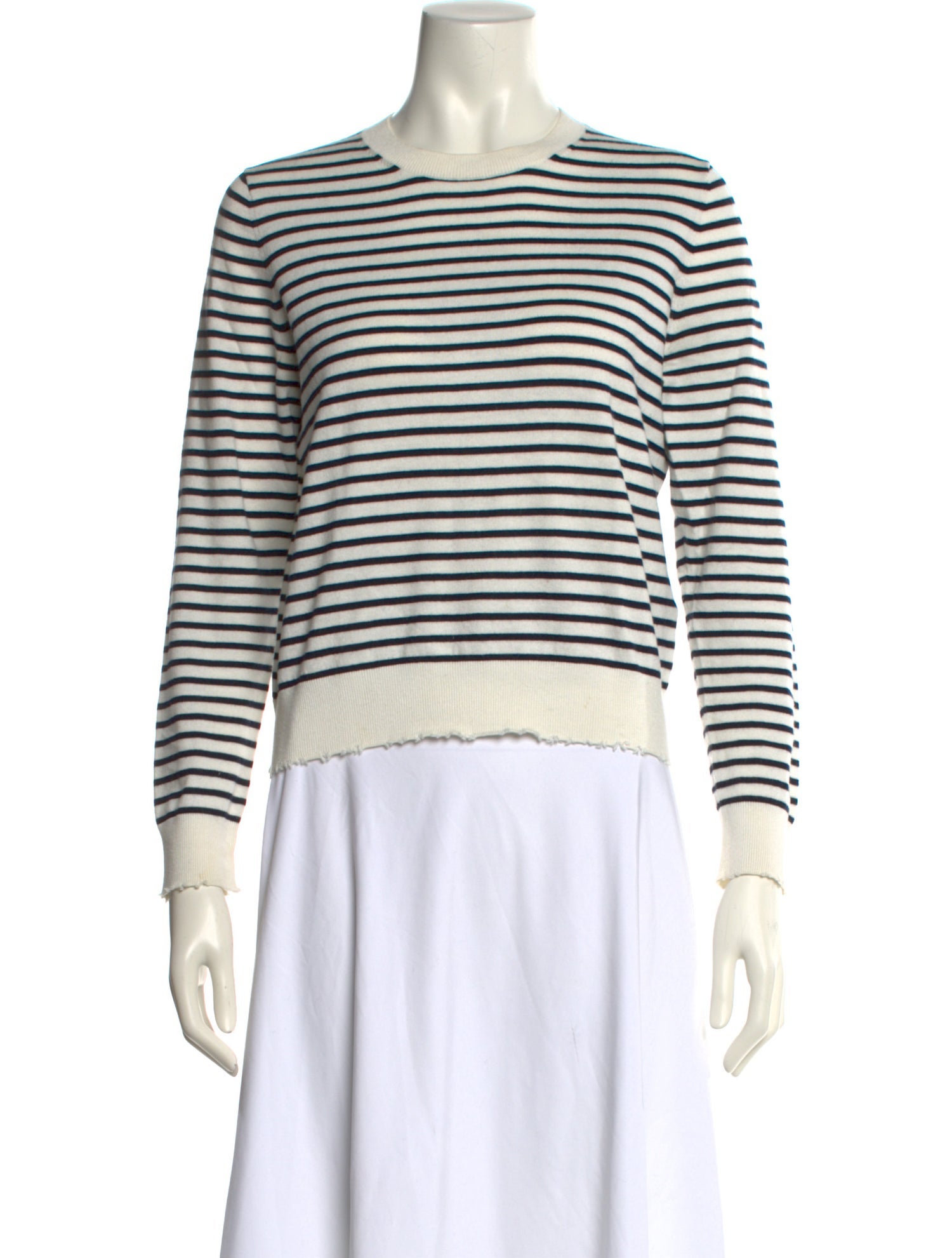 Allude Striped Crew Neck Sweater