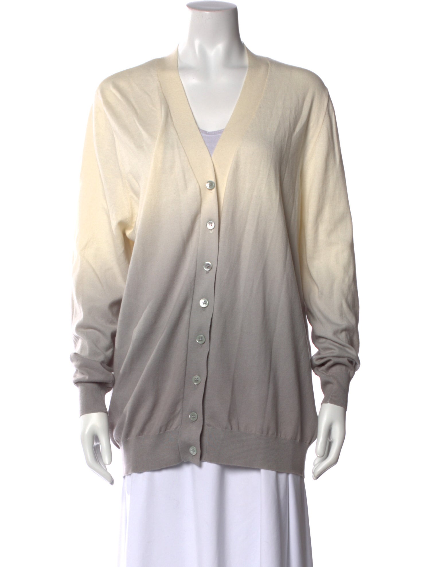 Allude Colorblock Pattern V-Neck Sweater