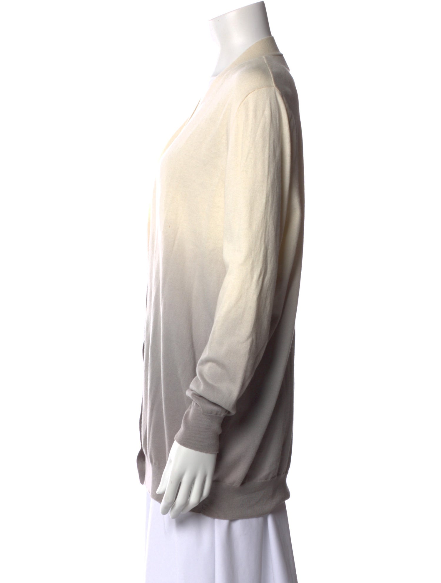 Allude Colorblock Pattern V-Neck Sweater