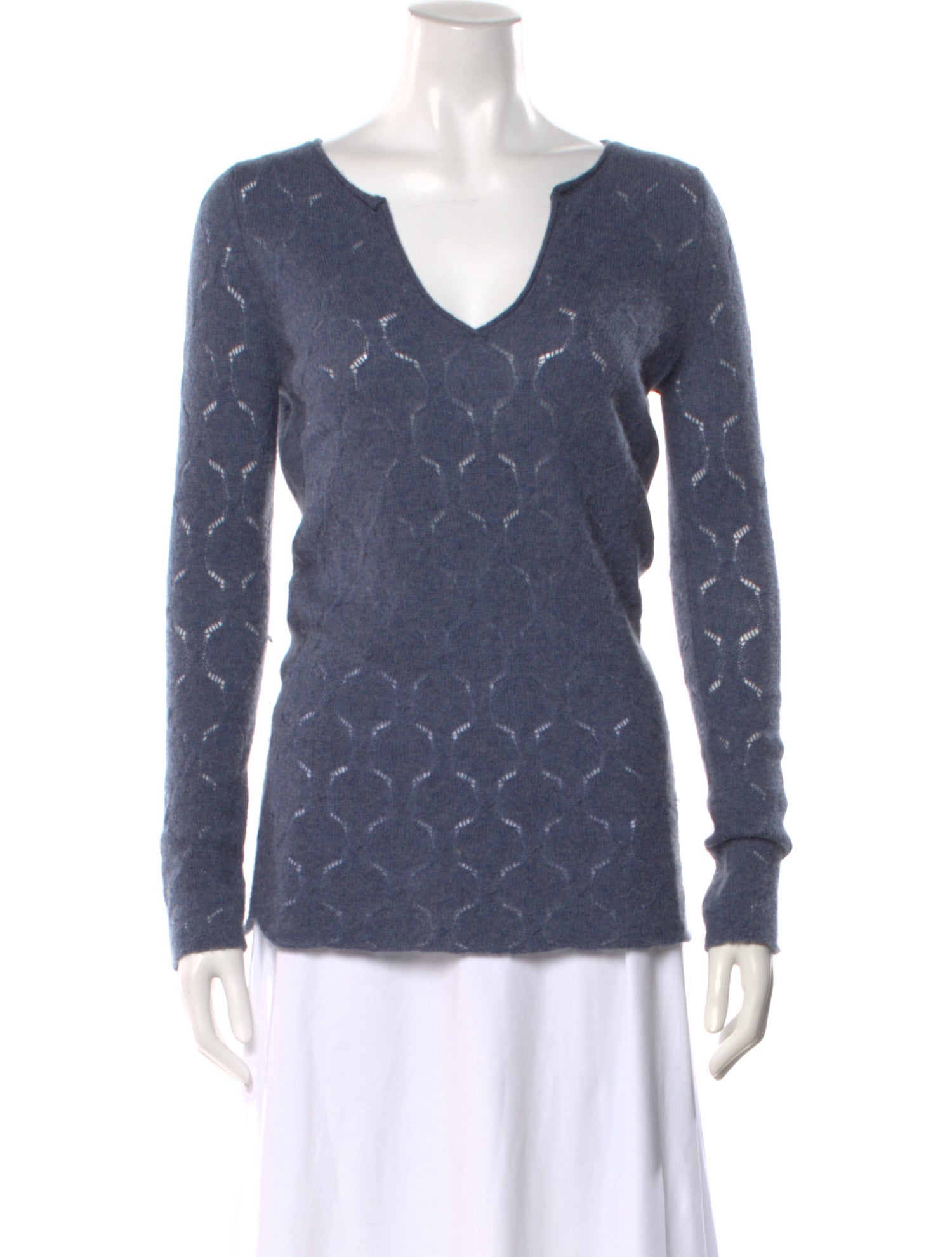 Allude Printed V-Neck Sweater
