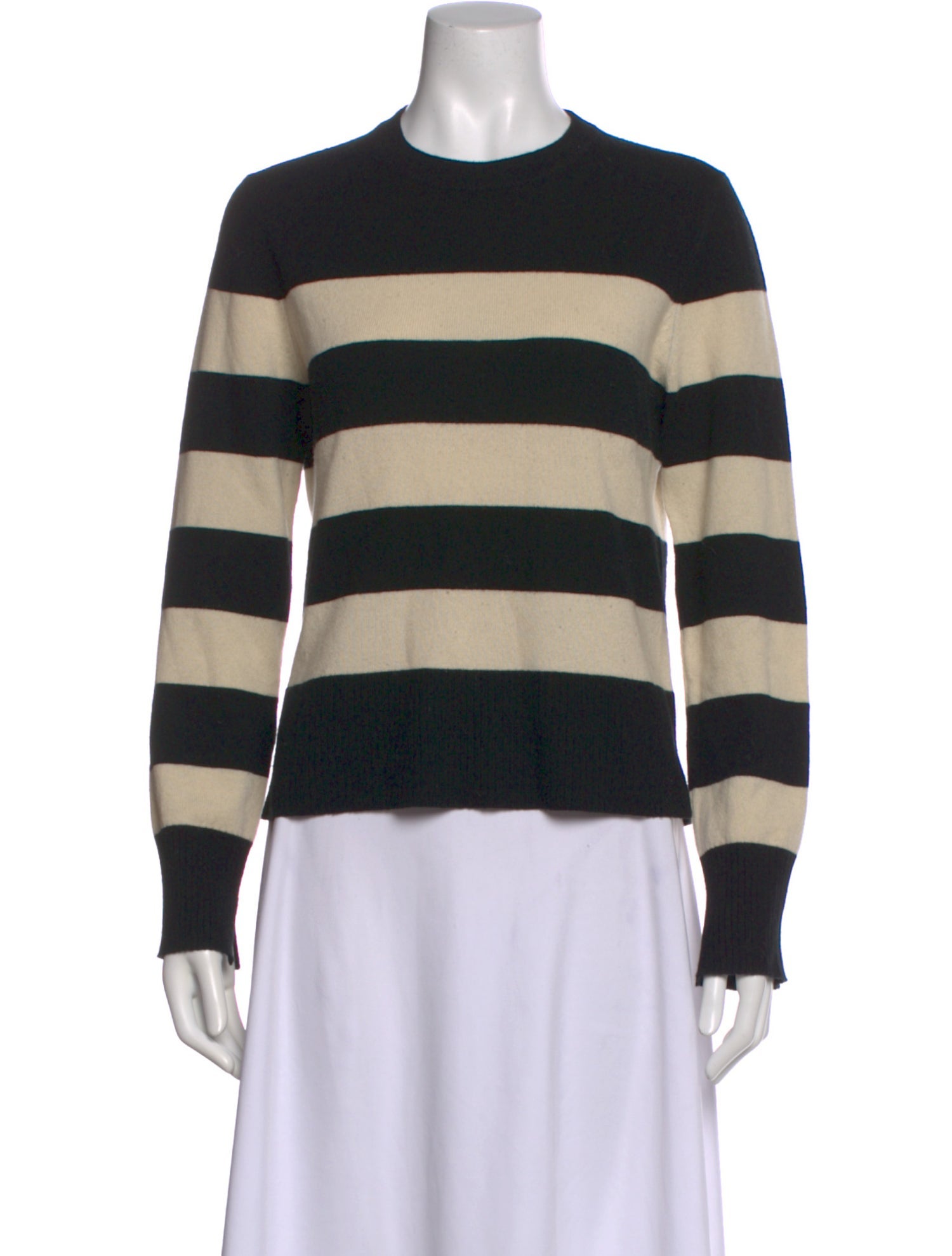 Allude Striped Crew Neck Sweater