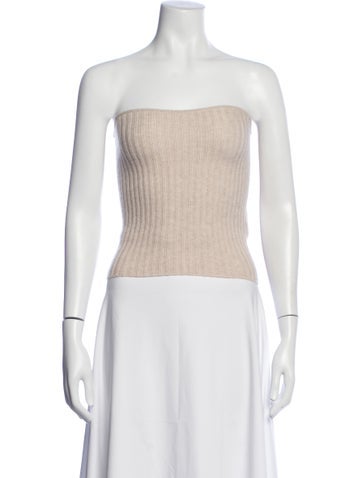 Pre-owned Allude Cashmere Strapless Sweater In Grey