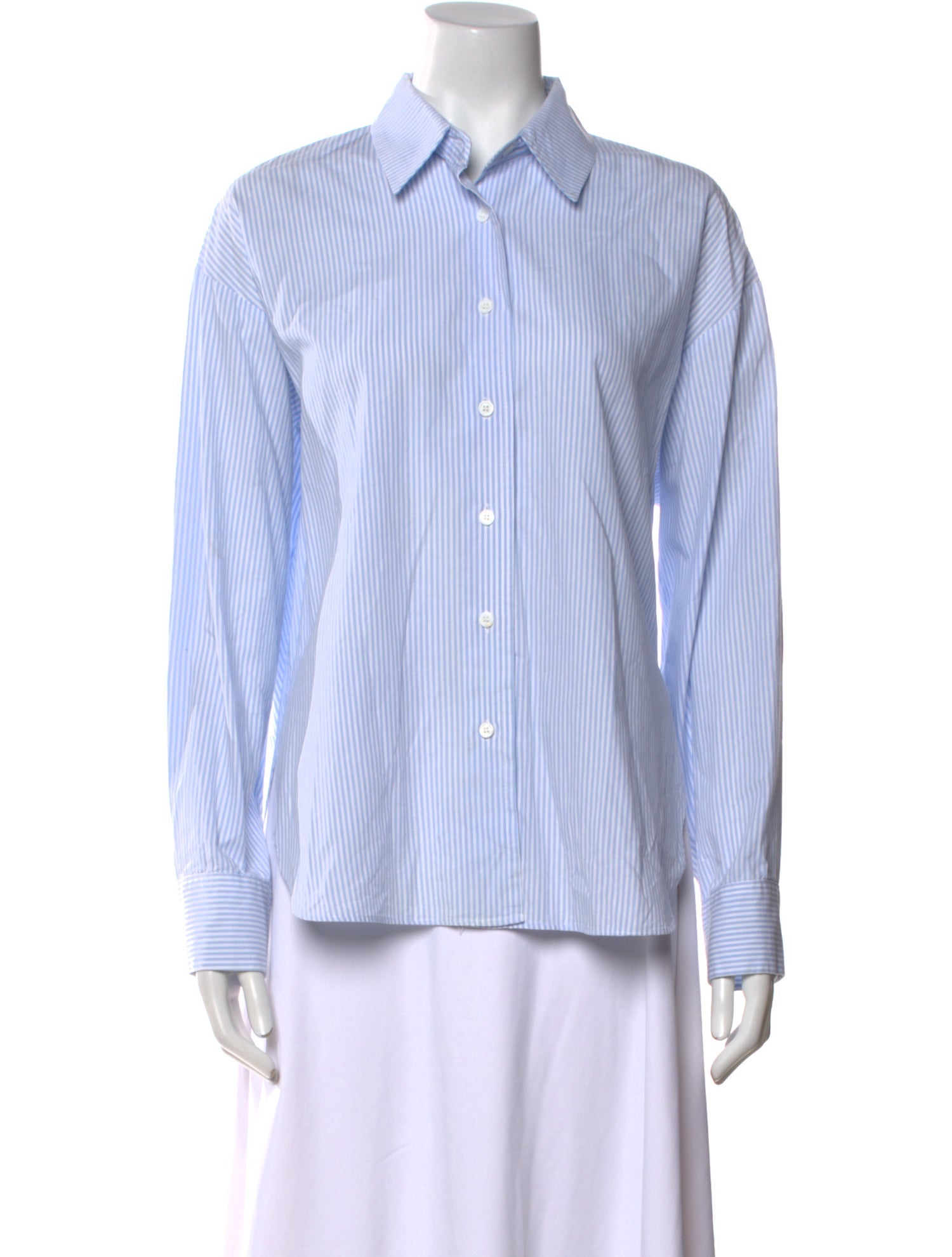 ALMINA concept Striped Long Sleeve Button-Up Top