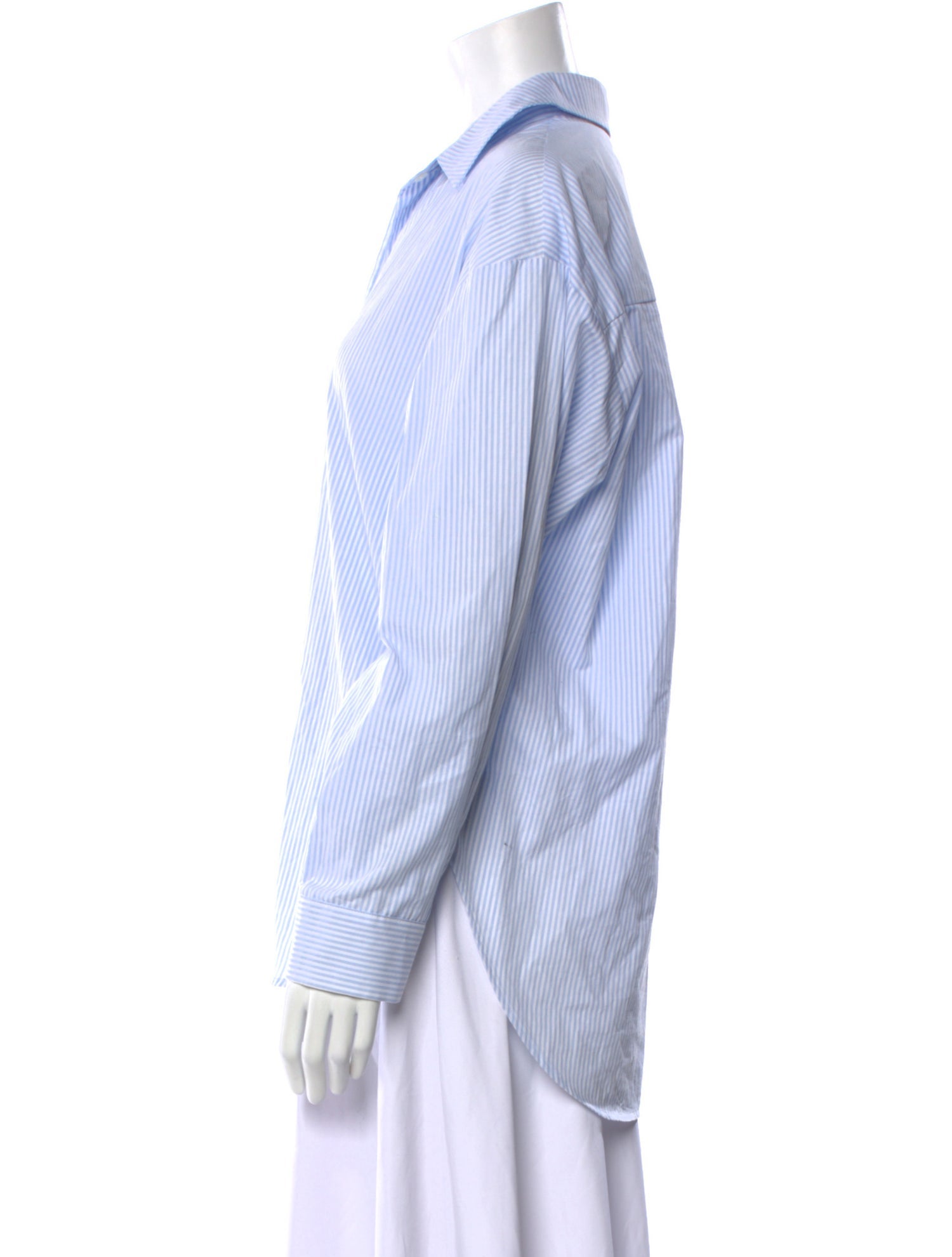 ALMINA concept Striped Long Sleeve Button-Up Top