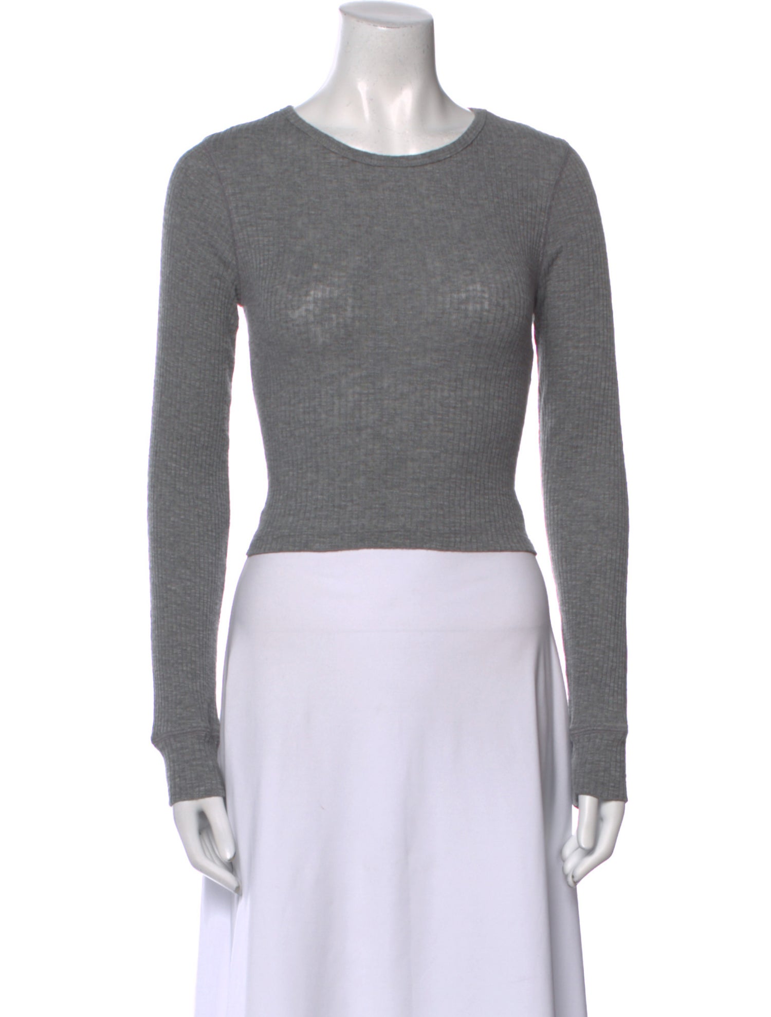 ALMINA concept Bateau Neckline Long Sleeve Crop Top