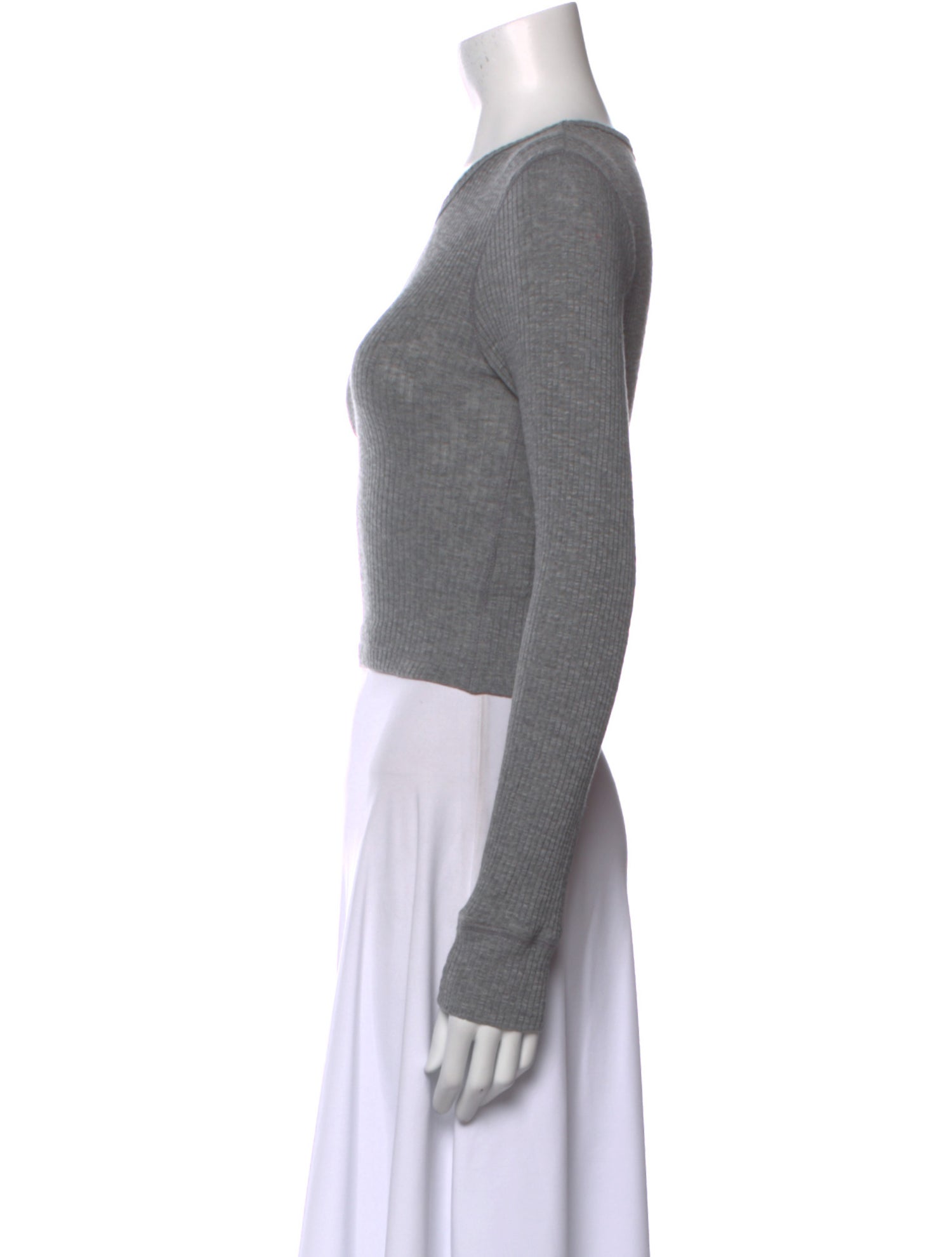 ALMINA concept Bateau Neckline Long Sleeve Crop Top