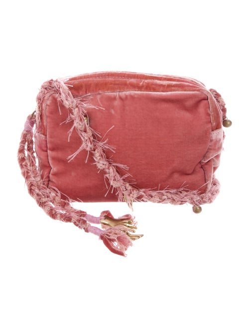 Ancient Greek Sandals Velvet Crossbody Bag Pink