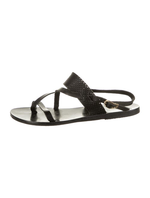Ancient Greek Sandals Leather Slingback Sandals Bl