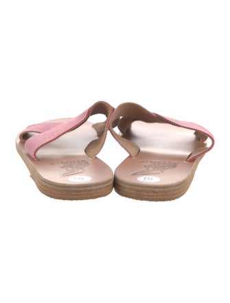 Ancient Greek Sandals Plaid Print Slides