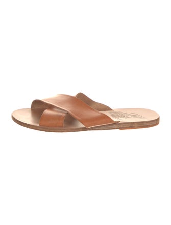 Ancient Greek Sandals Leather Cutout Accent Slides