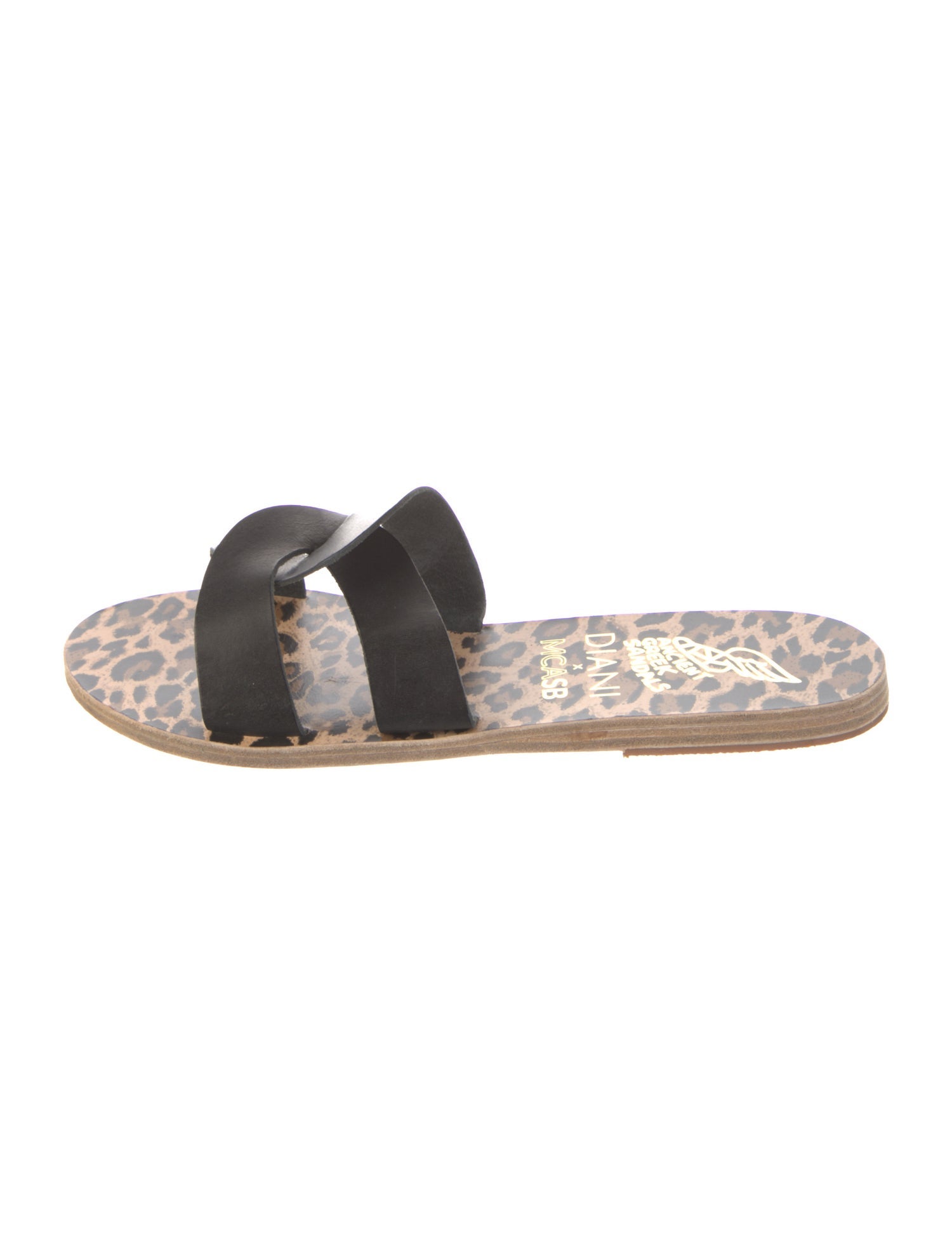 Ancient Greek Sandals Leather Animal Print Slides