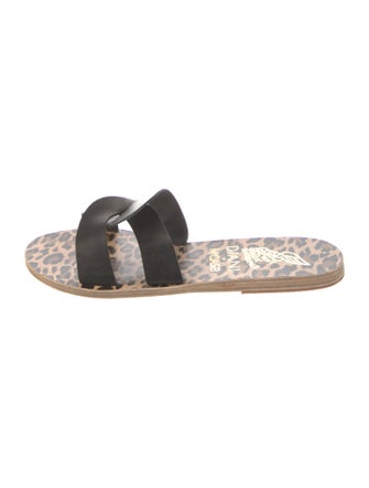 Ancient Greek Sandals Leather Animal Print Slides