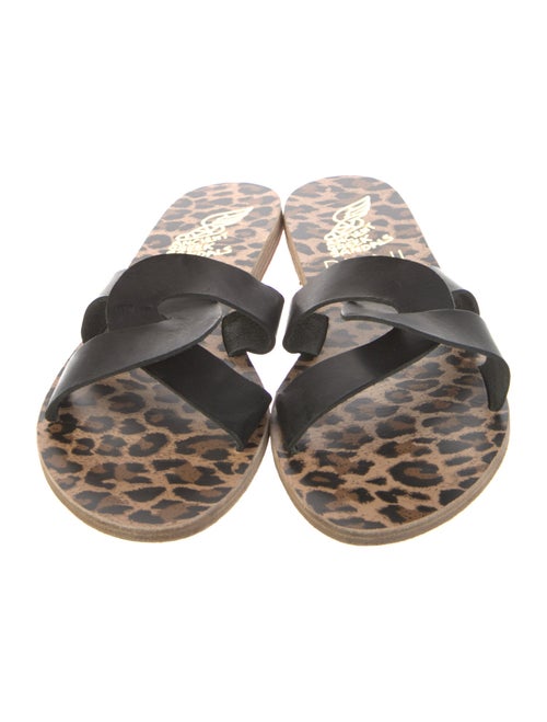 Ancient Greek Sandals Leather Animal Print Slides