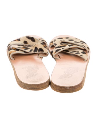 Ancient Greek Sandals Ponyhair Animal Print Slides