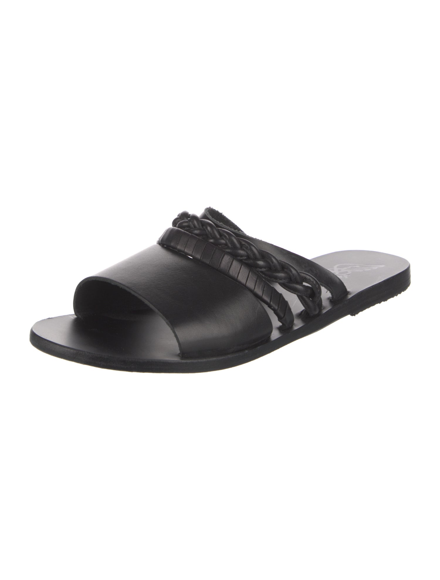 Ancient Greek Sandals Leather Braided Accents Slides