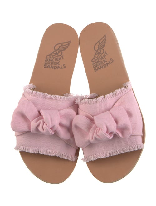 Ancient Greek Sandals Denim Bow Accents Slides