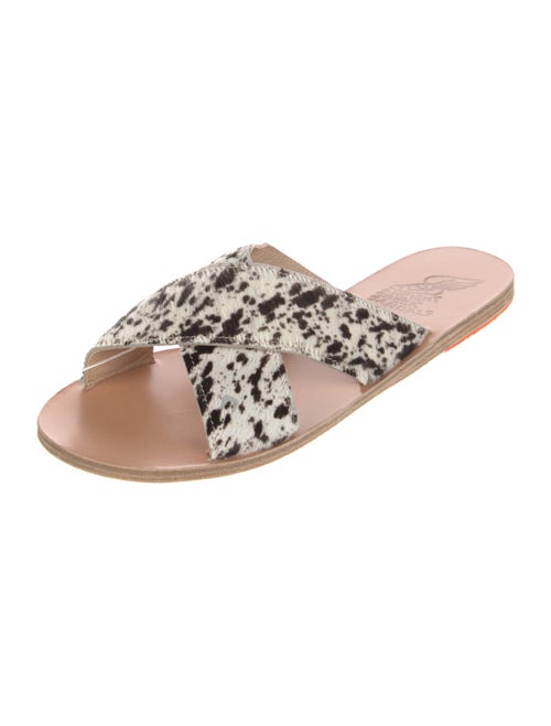 Ancient Greek Sandals Ponyhair Animal Print Slides