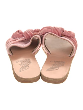 Ancient Greek Sandals Velvet Bow Accents Slides